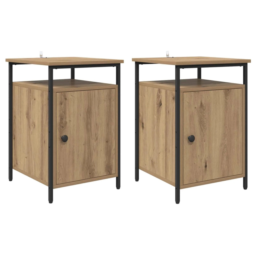 Armadio da Notte 2 pcs Rovere artigianale 40 x 42 x 60cm
