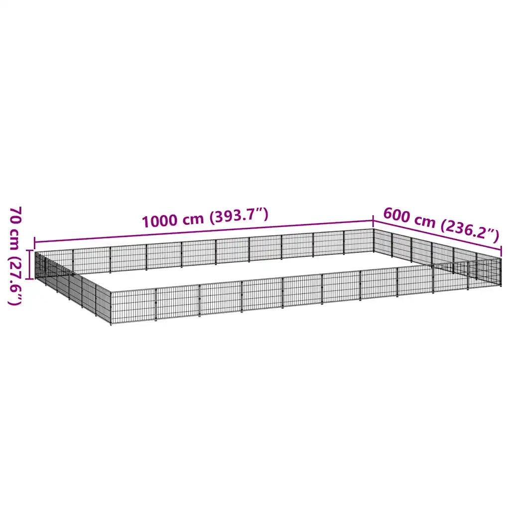 Gabbia per Cani Nera 60 mÂ² in Acciaio cod mxl 49323