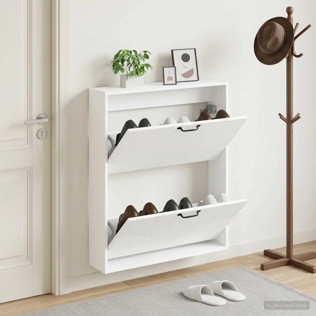Mobiletto per Scarpe da Muro HOORN 71 x 17 x 86 cm Bianco 897295