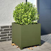 Fioriera da Giardino Verde Oliva 50x50x50 cm in Acciaio 851216