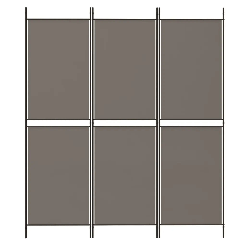 Divisorio a 3 Pannelli Antracite 150x220 cm in Tessuto 350244