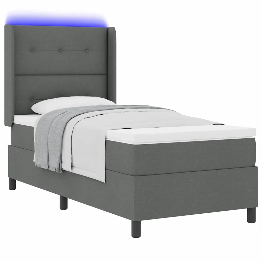 Letto a Sorgente LED Grigio scuro 90 x 200 cm Tessuto 3343484