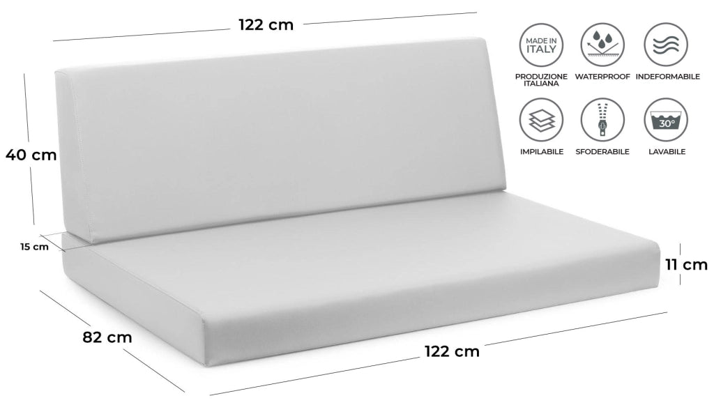 Cuscini per Pallet 120x80 cm Seduta e Schienale in Similpelle Mariotti Reforma Lime