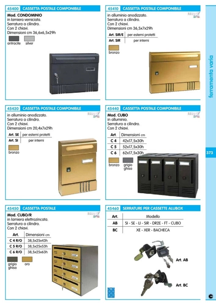 1pz alubox cassetta cubo/r 6 posti ghisa cod:ferx.93240