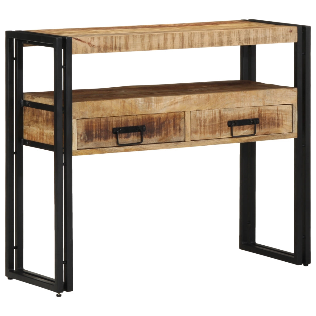 Tavolini  Neri 90x33x75 cm in Legno Massello di Mango e Metallo
