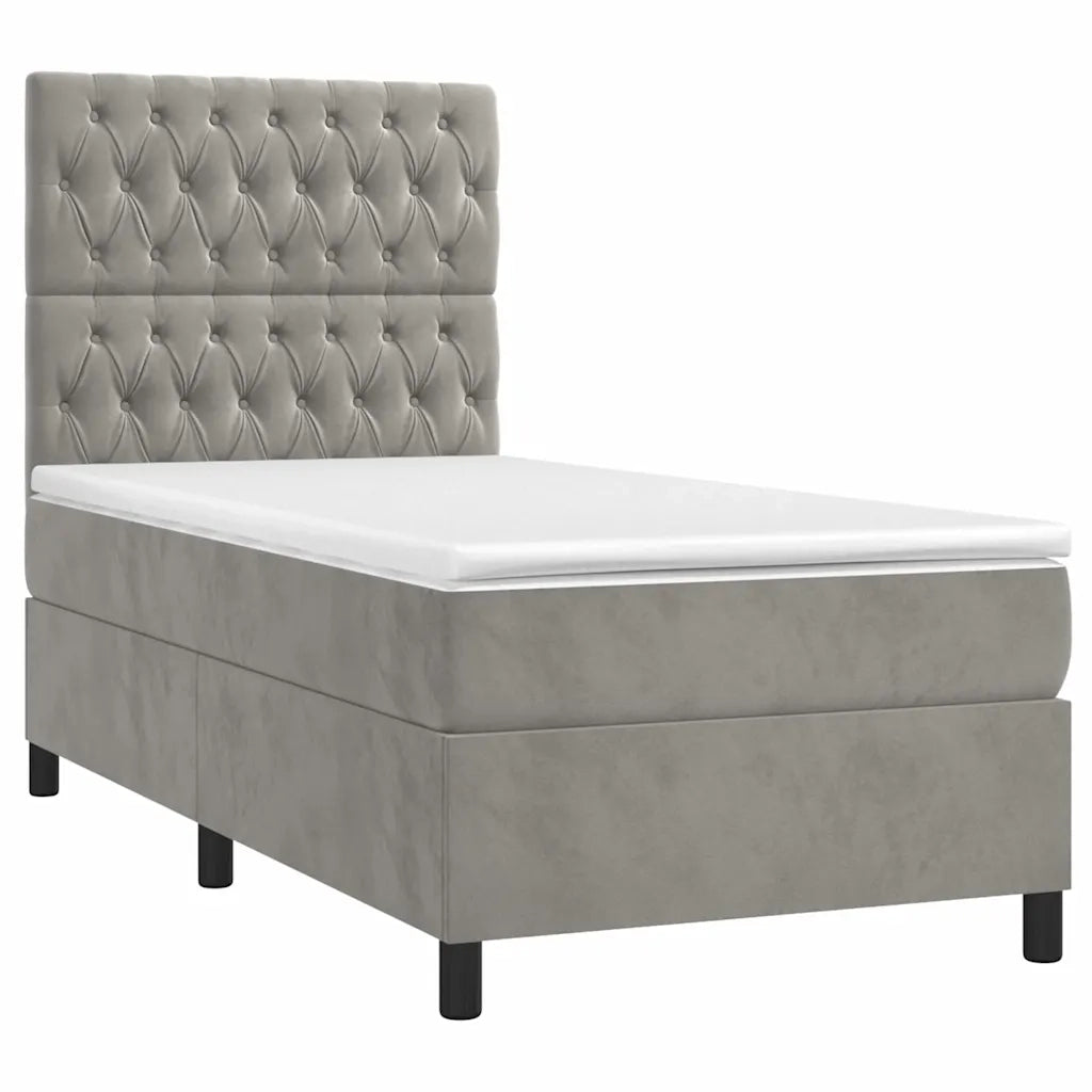 Giroletto a Molle con Materasso Grigio Chiaro 90x190 cm Velluto 3143175