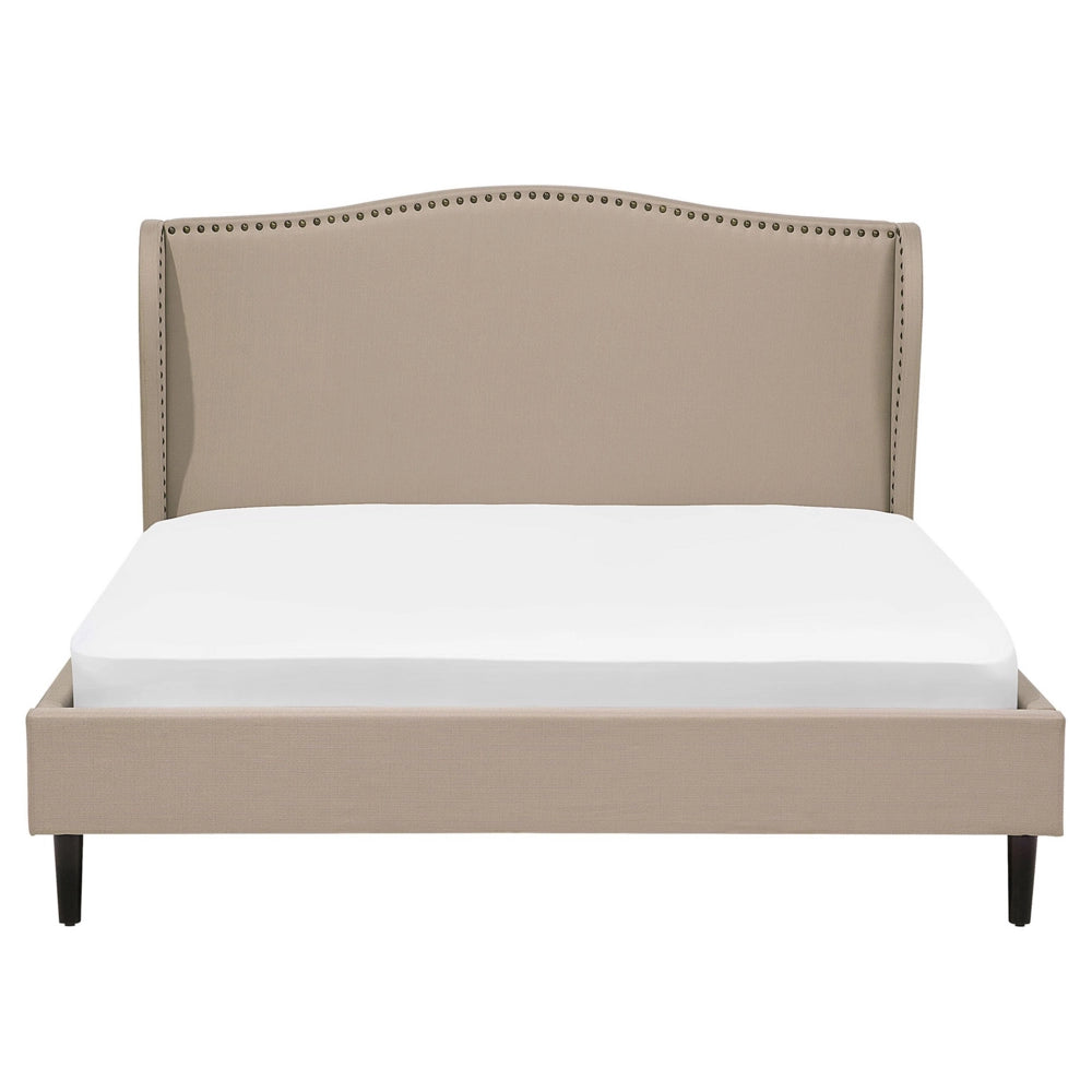 Letto rivestimento in tessuto beige King Size 160 x 200 tradizionale