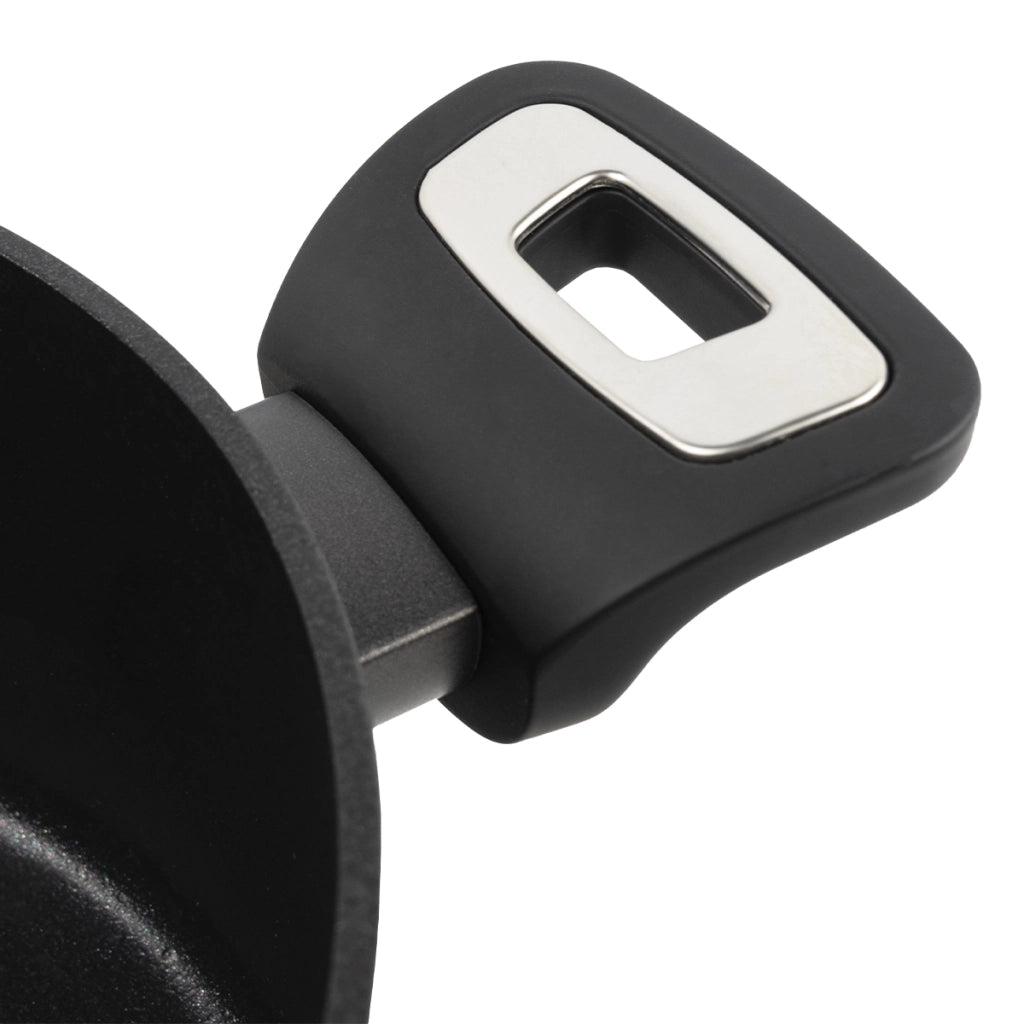 Tegame 2 maniglie con coperchio Elegance Black  28 cm doppio fondo acciaio inox, manico Soft touch