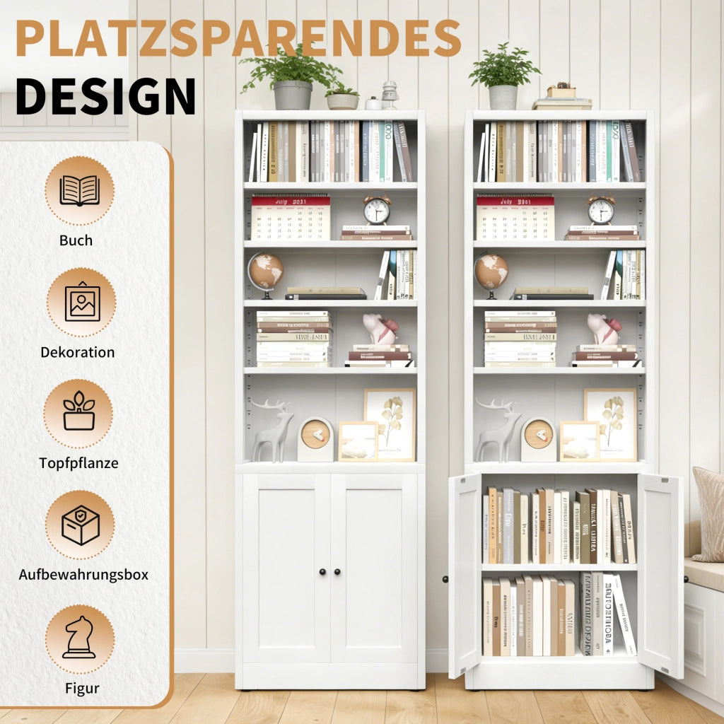 LIBRERIA CON PORTA E RIPIANI REGOLABILI 180,34 x 60 x 23,4 cm METALLO BIANCO