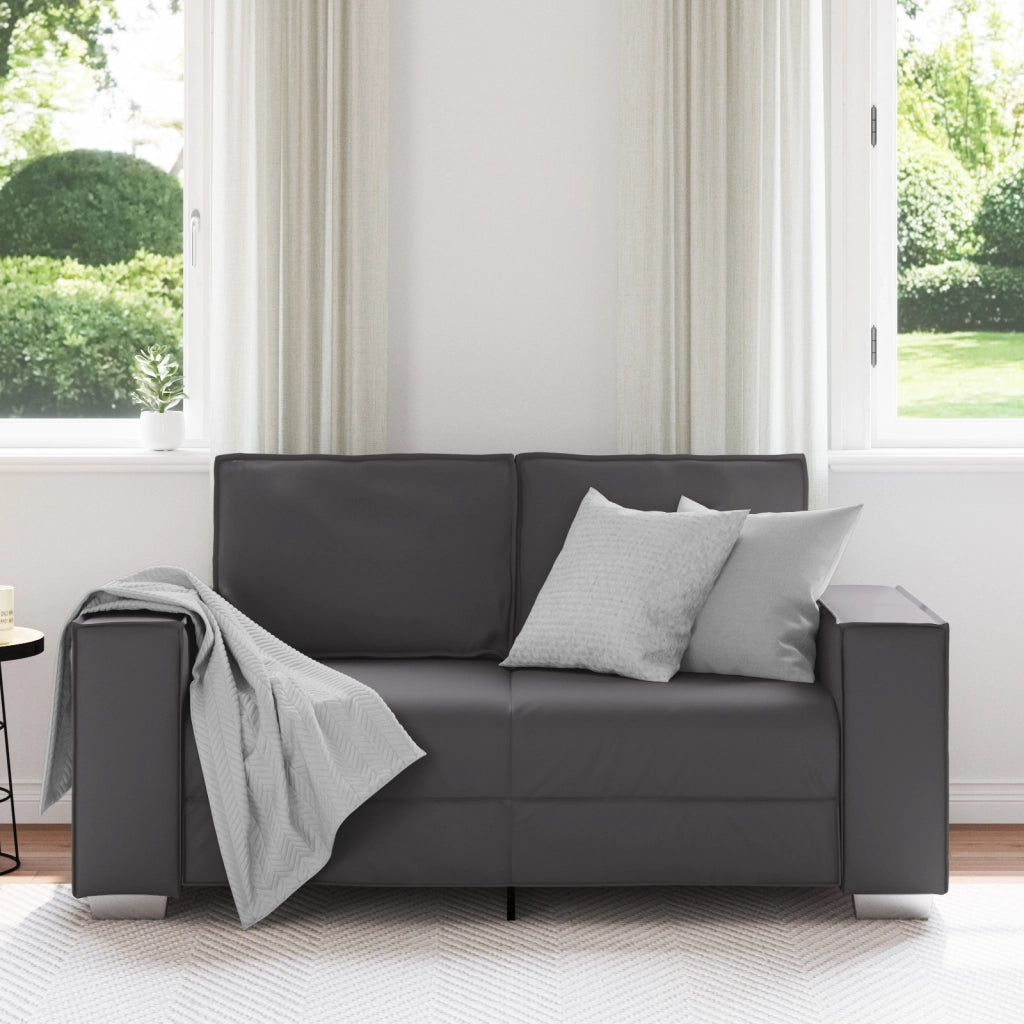Divanetto grigio in pelle sintetica da 120 cm