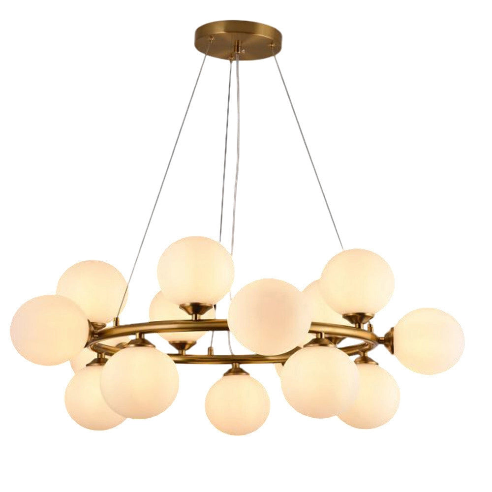 Trade Shop - Lampadario A Sospensione Contemporaneo In Metallo Bronzo Con 15 Sfere Attacco G9 B94 -