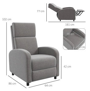 Poltrona relax reclinabile 160° grigia con poggiapiedi