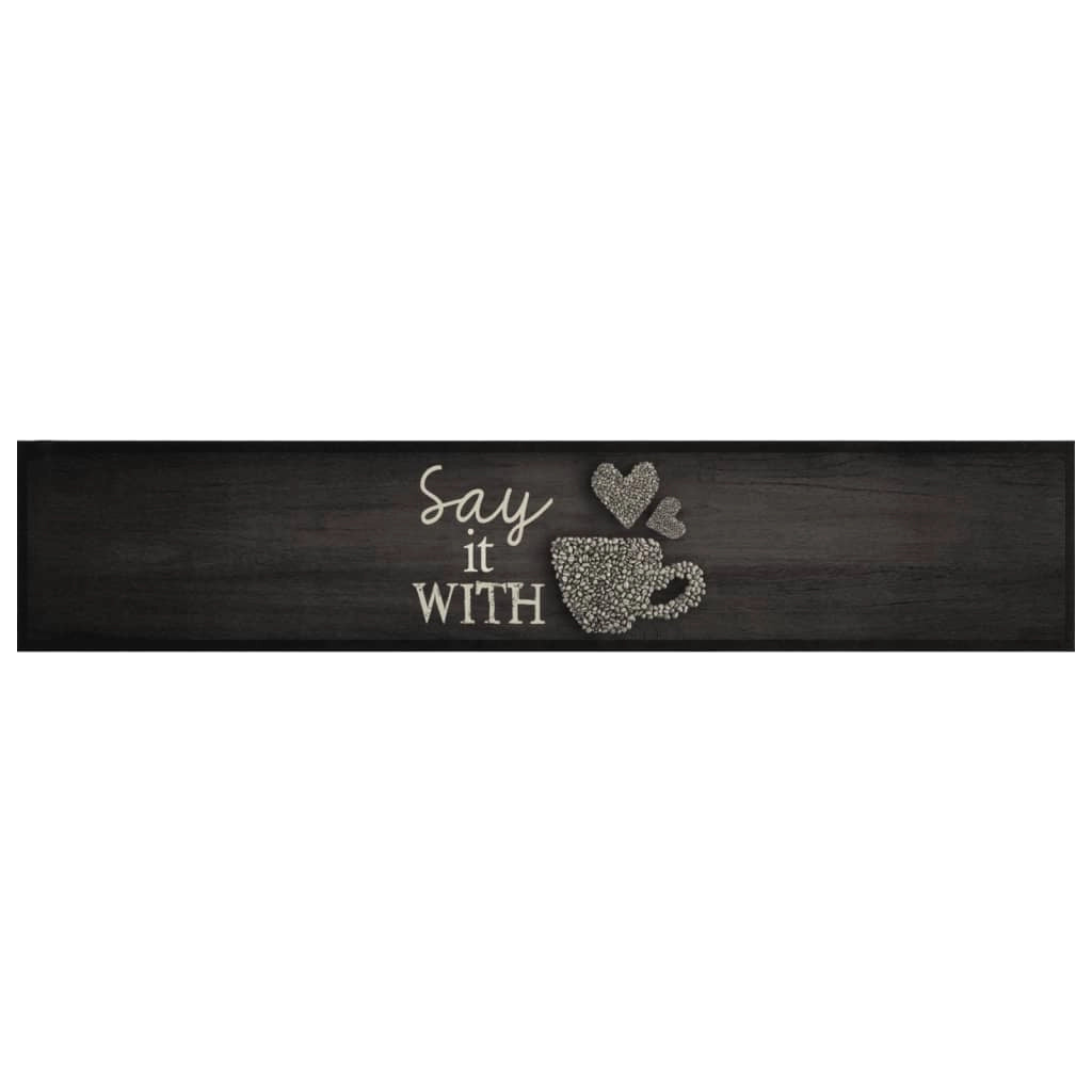 Tappetino da cucina lavabile design elegante antiscivolo 300 x 60 cm velluto nero 02_0056434