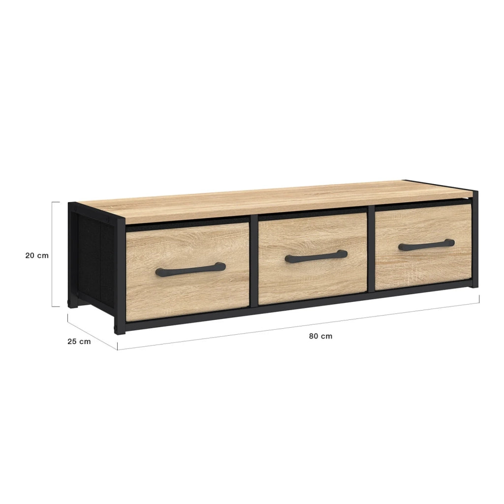 IDMarket - Consolle a muro a 3 cassetti dal design industriale UTAH