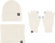 Set di Cappelli e Manopole per Donna - Cappello e Manopole per Tastiera Tattile 3 pezzi - Set di Cappelli per Inverno - Bianco