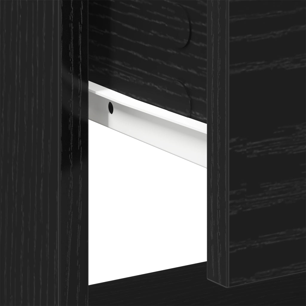 Comodino Nero Rovere 45x34x48 cm Legno ingegnerizzato