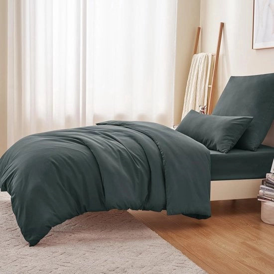 Duvet 155 x 220 cm, 2 pezzi antracite - set di coperte 155 x 220 cm con cuscino, coperte 155 x 220 cm, di microfibra, con chiusura a zip, morbidi e lavabili in lavatrice
