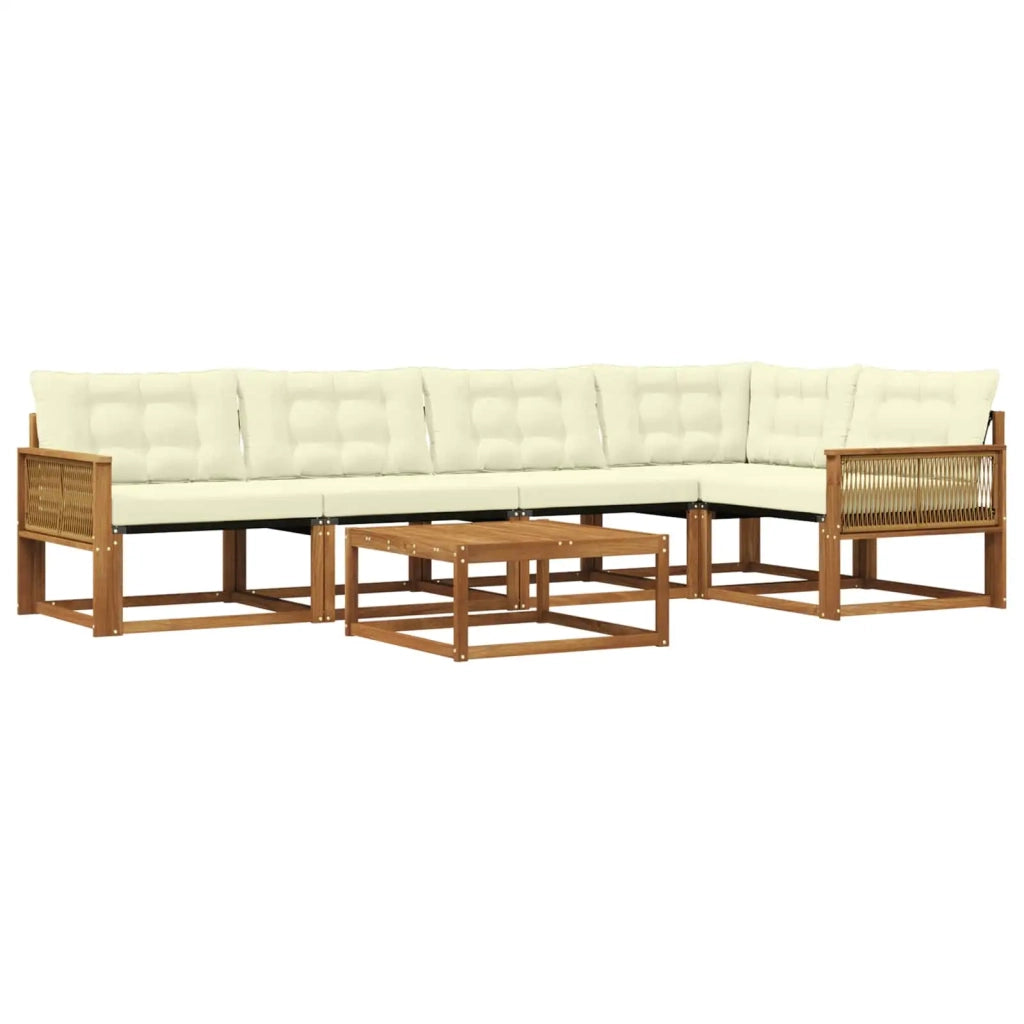 Set di divani da esterno con cuscino 6 pcs Naturale e Crema