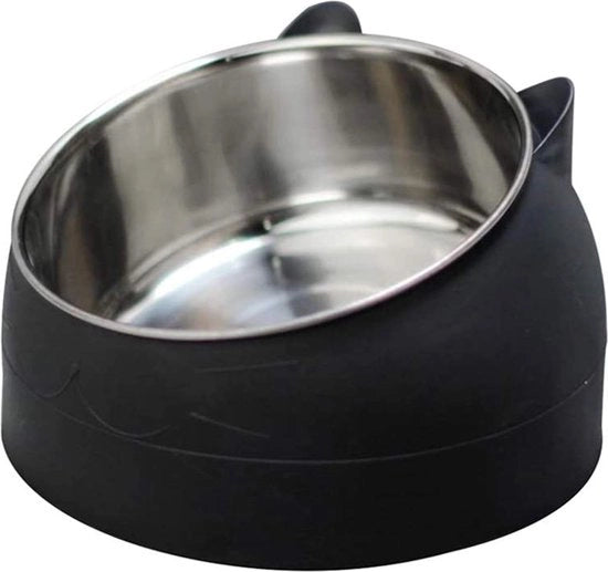 Kom per animale domestico gatto, multifunzionale alimentatore per animali domestici, per cibo e acqua (nero)