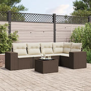 Set Divano da Giardino 6 pz con Cuscini Marrone in Polyrattan 3254880