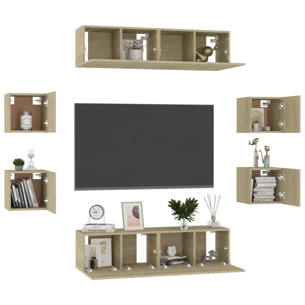 Set Porta TV 8 pz Rovere Sonoma in Truciolato  cod mxl 17356