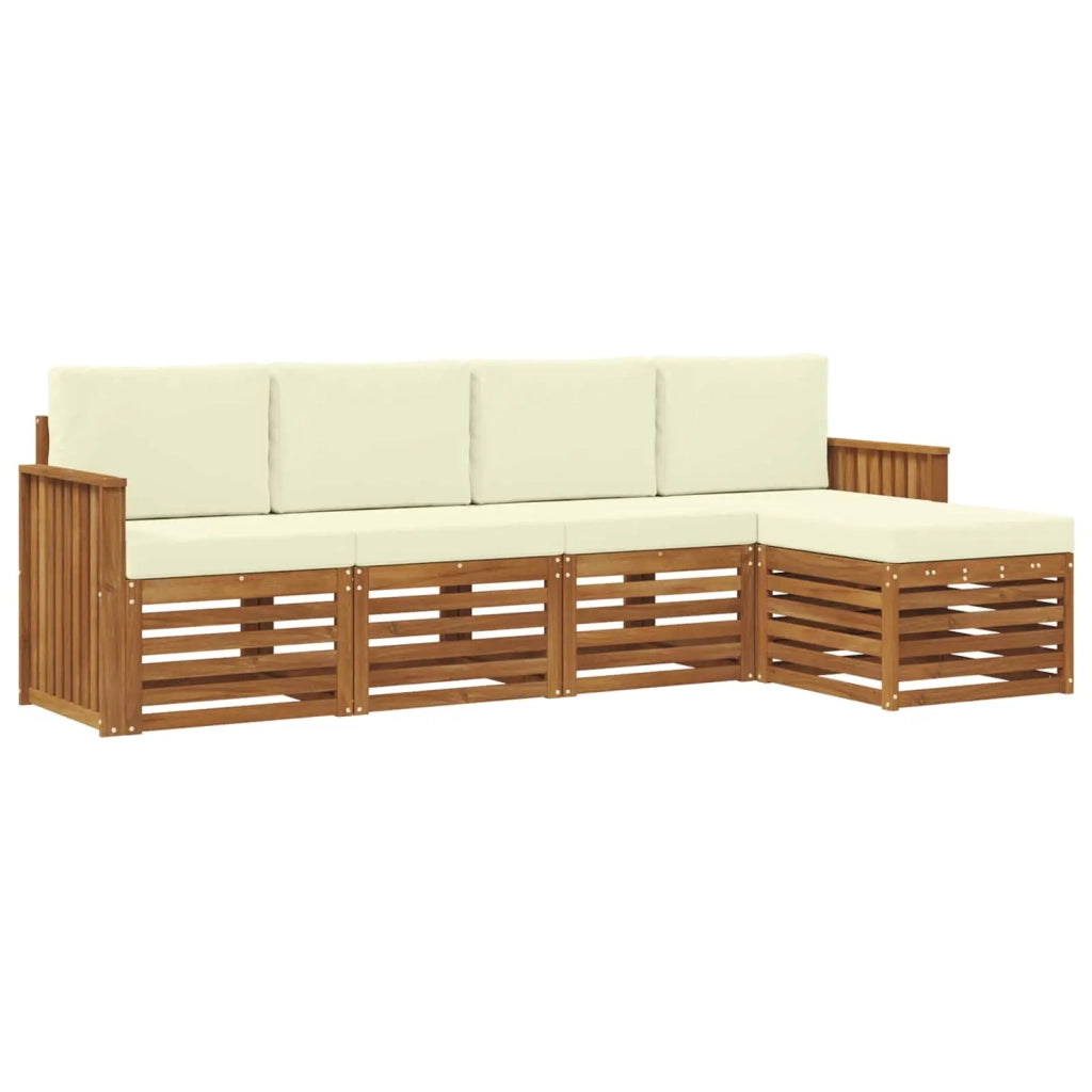 Set di divani da esterno con cuscino 5 pcs Naturale e Crema