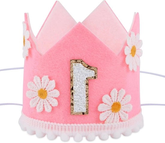 Corona per Prima Festa di Bambina - Corona Cappello per Bambina con Fiori di Margherita - Decorazioni per Foto e Festa