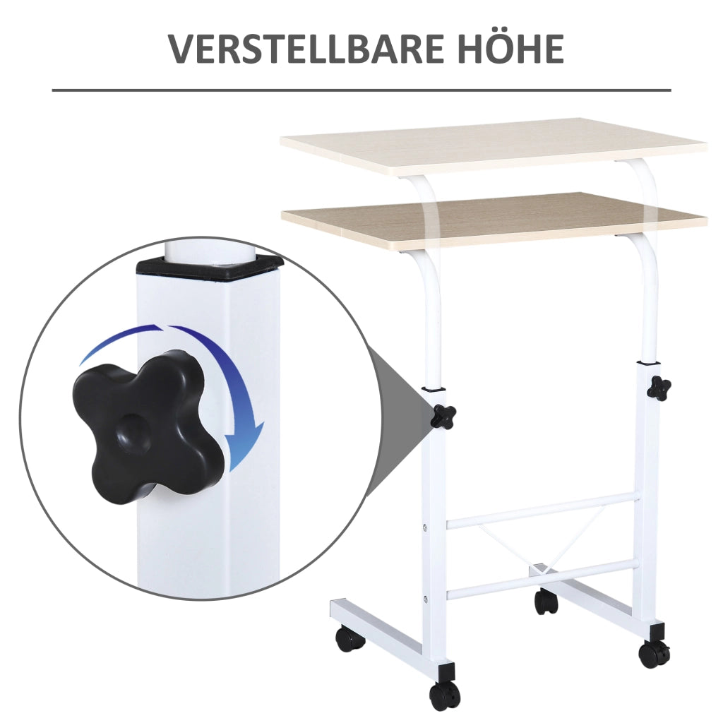 Tavolino da soggiorno mobile con ruote e freni ¨C zephmum ¨C bianco 60x40x68-78 cm