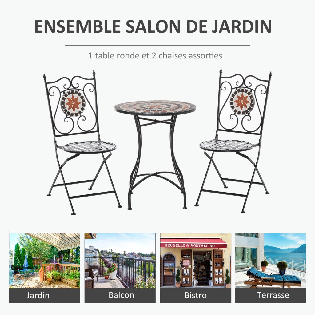 Set di sedie da bistro 2 posti con tavolino ¨C zephmum ¨C metallo nero