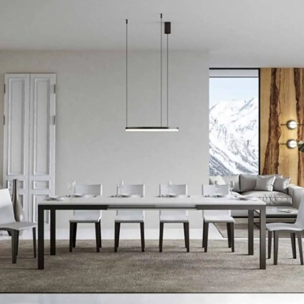 Tavolo allungabile 120/224x90 cm Everyday Evolution colore bianco frassino telaio e gambe antracite