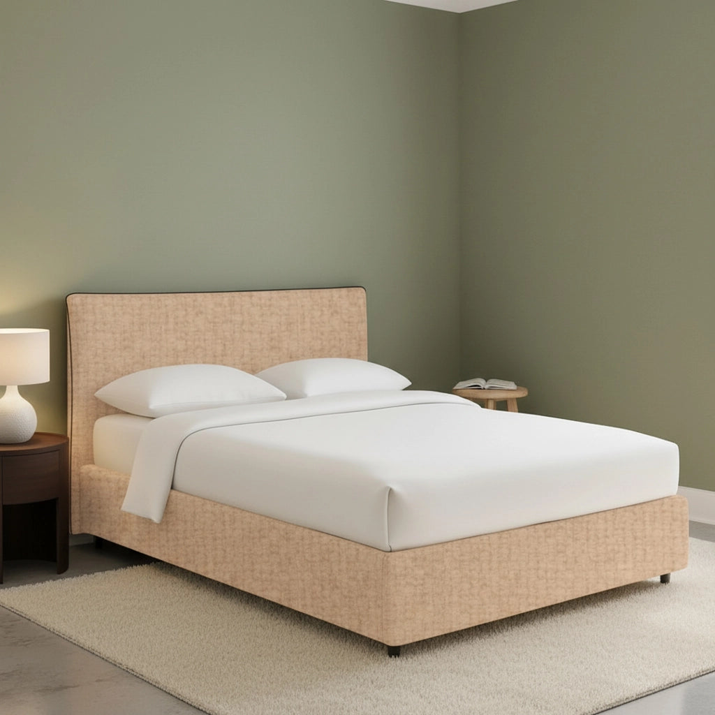 Crewe, Letto Matrimoniale Sfoderabile Made in Italy, Beige