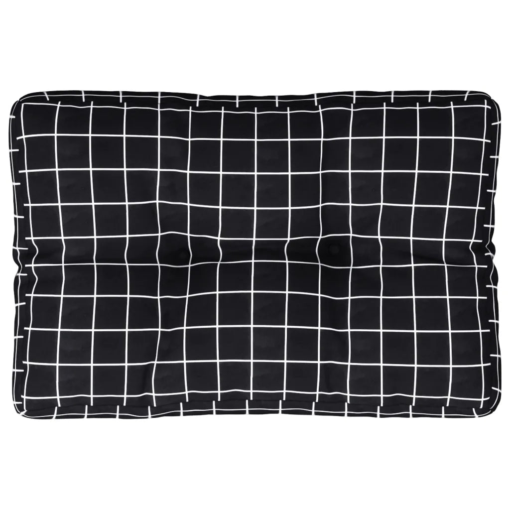 Cuscino per Pallet Motivo a Quadri Nero 60x40x12 cm in Tessutocod mxl 94466