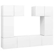 Set di mobili da 6 pezzi tra cui armadio credenza mobile TV televisore per soggiorno camera da letto salotto legno ingegnerizzato bianco 02_0025020