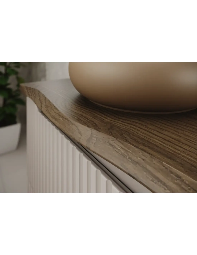 Piano per lavabo NATOURA 120,8 cm in MDF effetto rovere scuro con bordo naturale