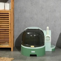 Lettiera per Gatti Chiusa con Coperchio Apribile e Vassoio Estraibile, 52x60x42 cm, Verde