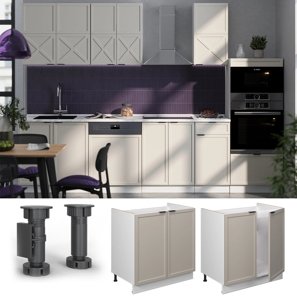 Mobile lavello cucina Fame-Line GrigioBeige/Bianco 80 cm, PL Rovere Vicco