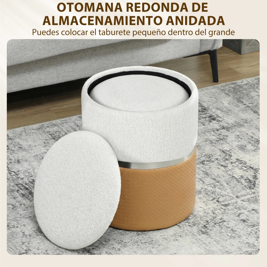 Puff con contenitore ¨C zephmum ¨C marrone e crema