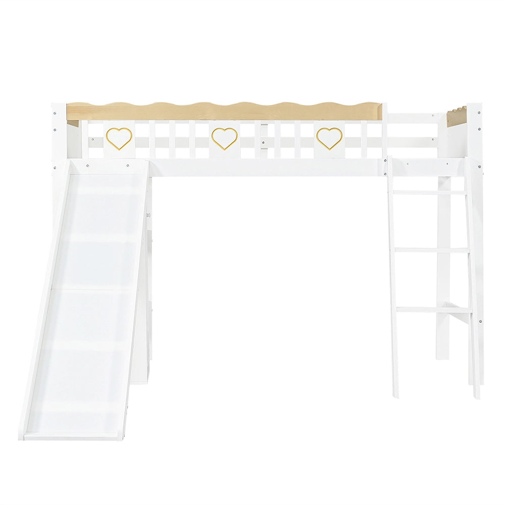 Letto a castello - Xylo - 90x200 cm con scivolo bianco