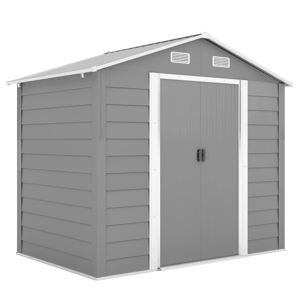 Casetta per Attrezzi con Porte Scorrevoli ¨C Zephmum ¨C Grigio Chiaro 196x236x208 cm