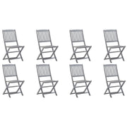 Sedie da Giardino Pieghevoli 8 pz con Cuscini Massello Acacia 3078315