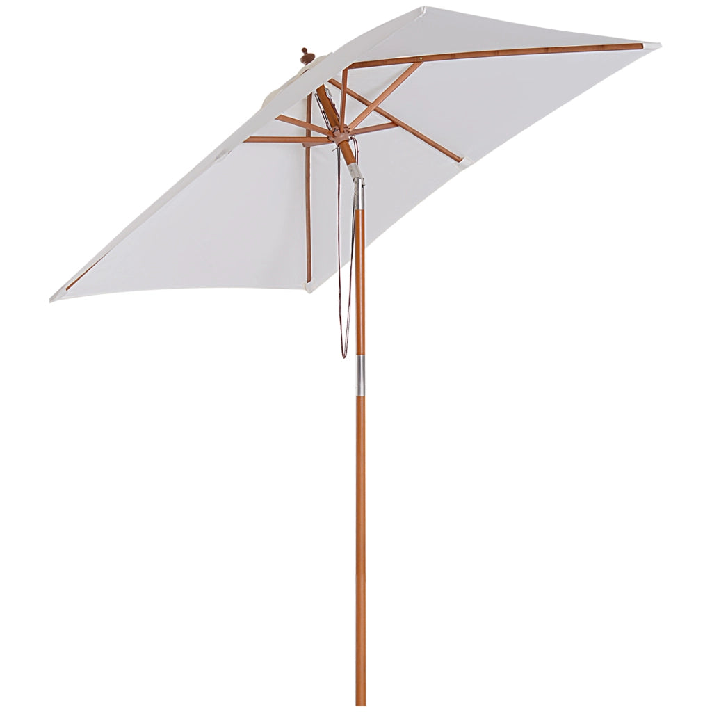 Parasole 200 x 150 x 235 cm Ombrello da giardino pieghevole rettangolare regolabile 3 livelli Ombrello da spiaggia Repellente all'acqua e resistente ai raggi UV per balcone Balcone Patio Giardino Bianco crema