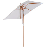 Parasole 200 x 150 x 235 cm Ombrello da giardino pieghevole rettangolare regolabile 3 livelli Ombrello da spiaggia Repellente all'acqua e resistente ai raggi UV per balcone Balcone Patio Giardino Bianco crema