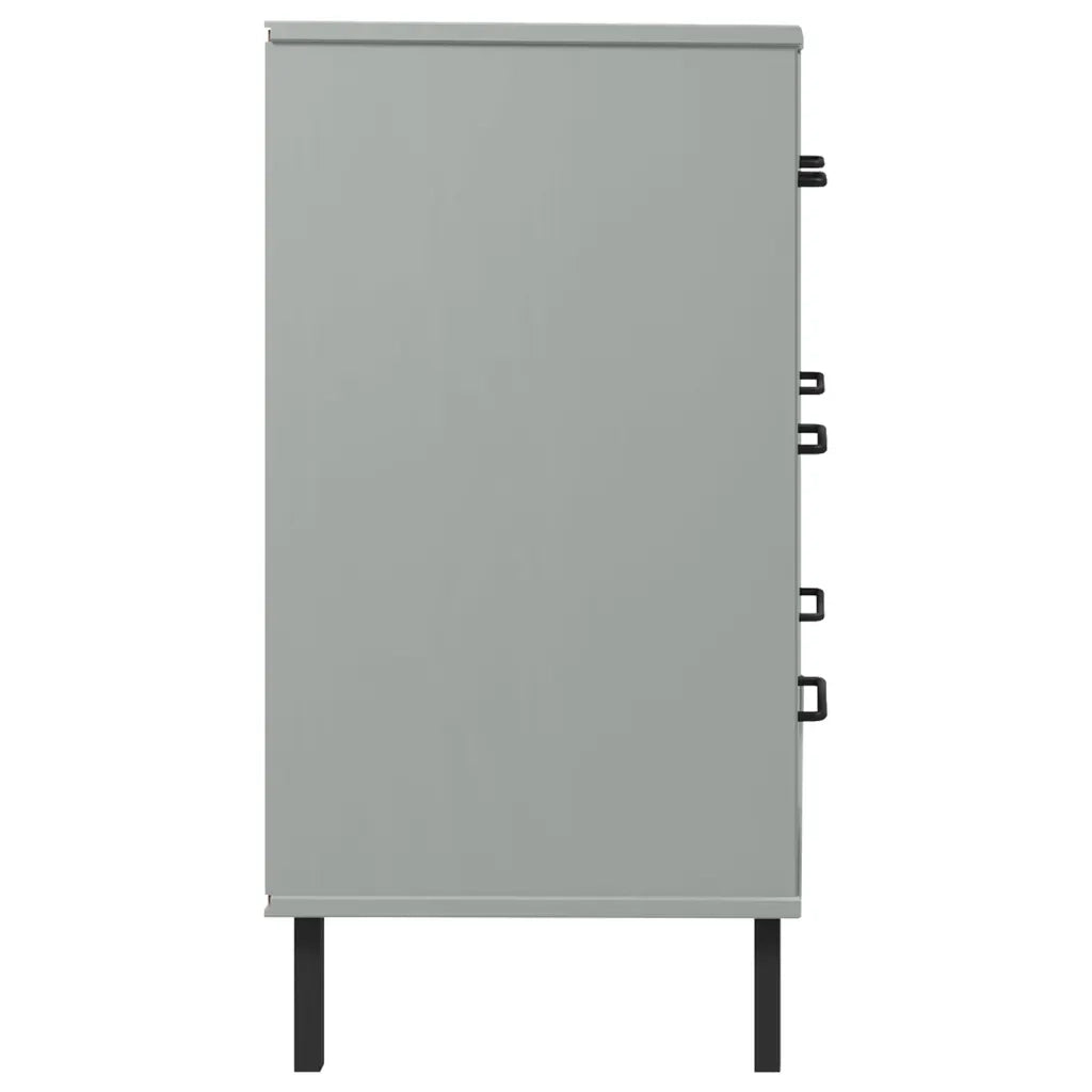 Credenza con 3 Cassetti-Buffet-Armadio da cucina Grigio 77x40x79,5cm Legno Massello OSLO