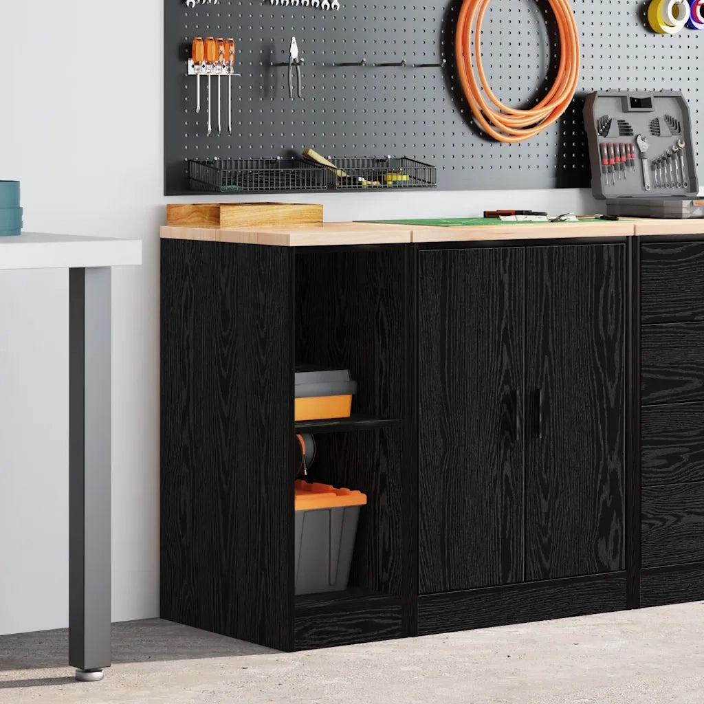 Armadietto da Garage Nero 30x51x85 cm in Legno Massello di Pino CFW7708751