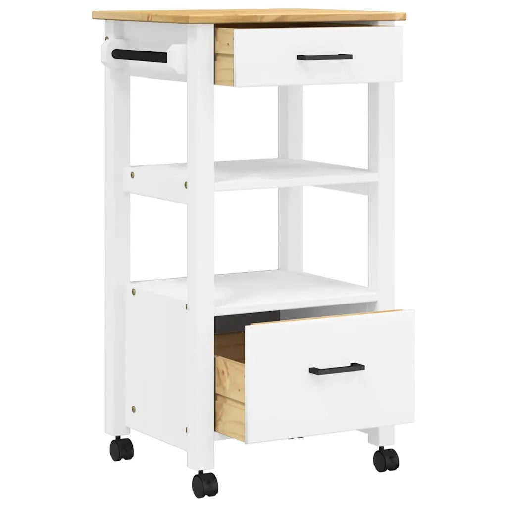 Carrello da Cucina MONZA 48x40x88,5 cm in Legno Massello di Pino 376087