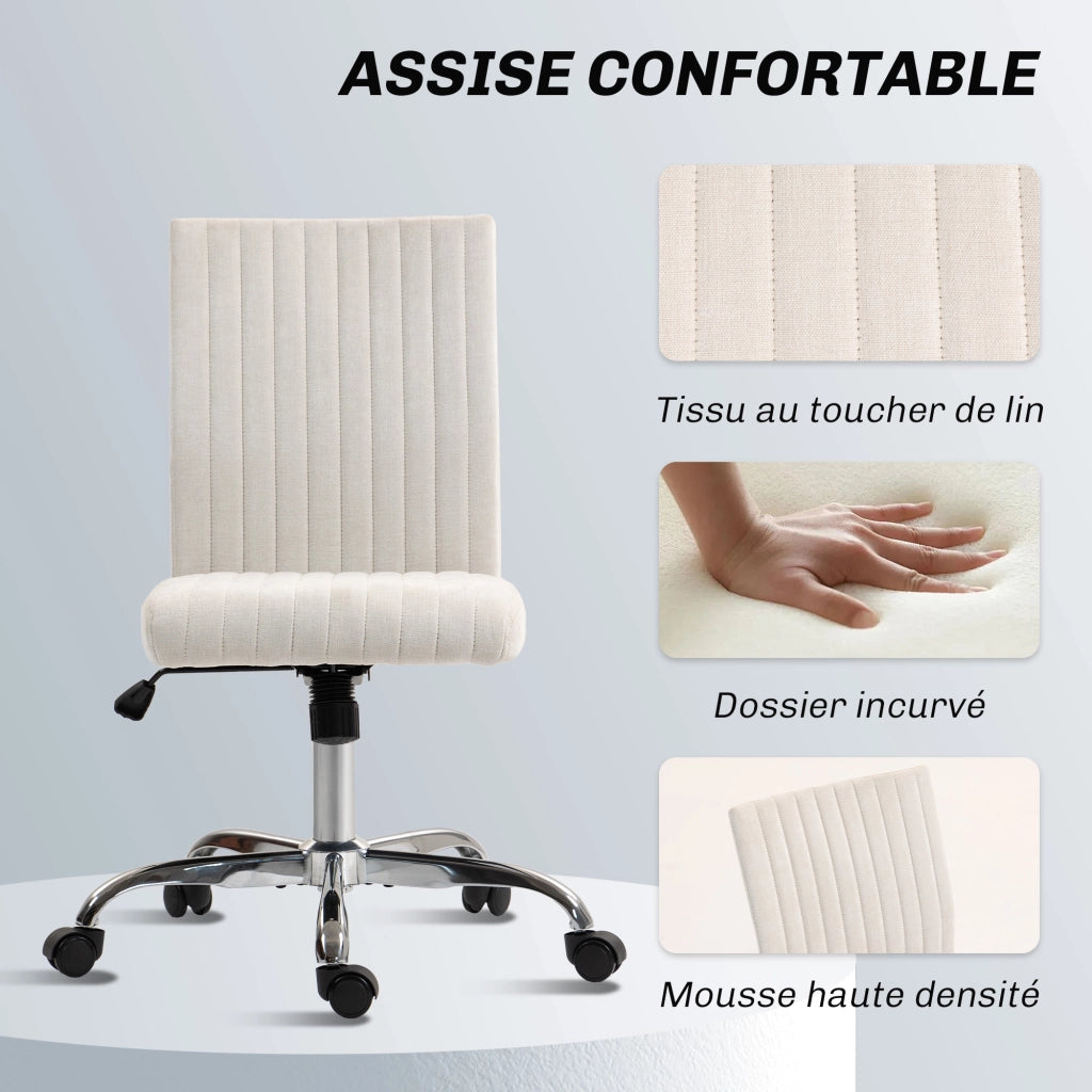 Sedia da ufficio senza braccioli ¨C zephmum ¨C crema 43x56x89-99 cm