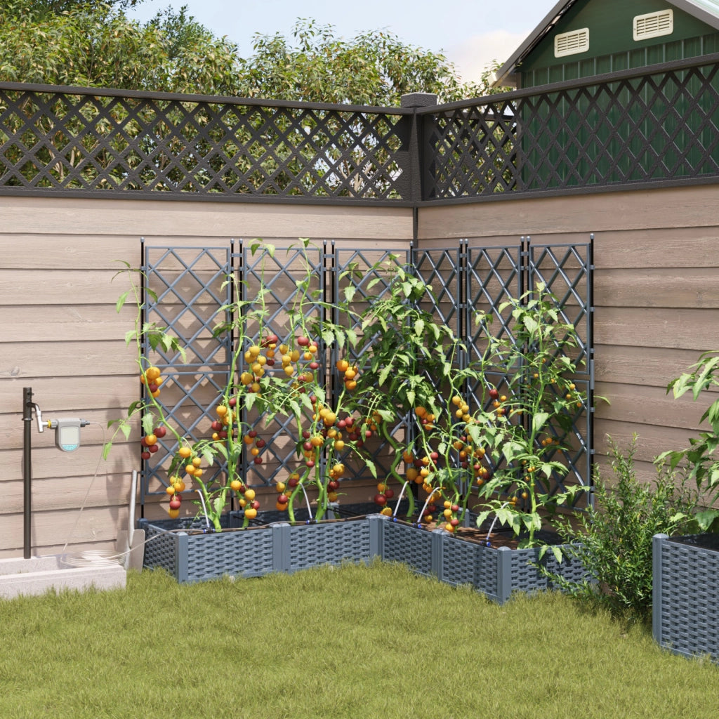 Vasi da Giardino con Sistema di Irrigazione 5 pz Grigio chiaro