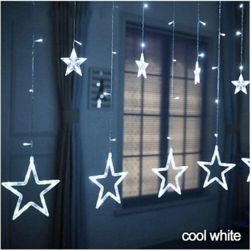 CATENA STELLE  TENDA LUMINOSA DI NATALE LUCI NATALIZIE LED LUCE RGB BIANCO CALDO BIANCO FREDDO STELLA ADDOBBI - ZENCOCCO