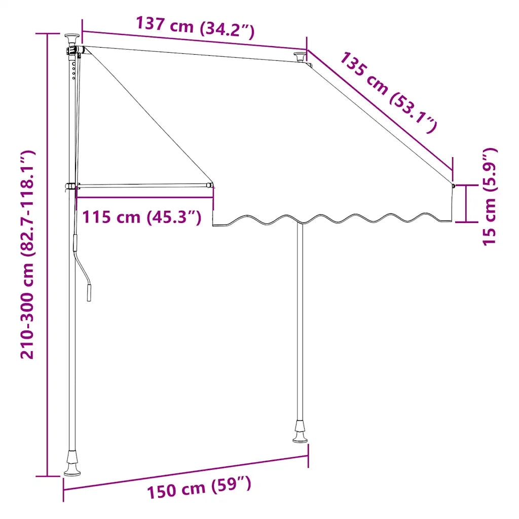 Tenda da Sole Retrattile Manuale 150cm Strisce Arancione Bianco 43231