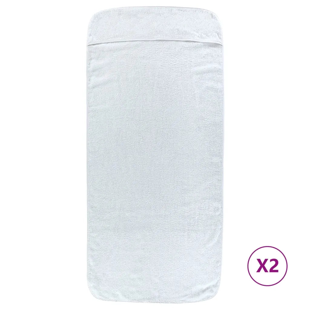 Asciugamani da Spiaggia 2 pz Bianchi 60x135 cm Tessuto 400 GSM CFW8330336